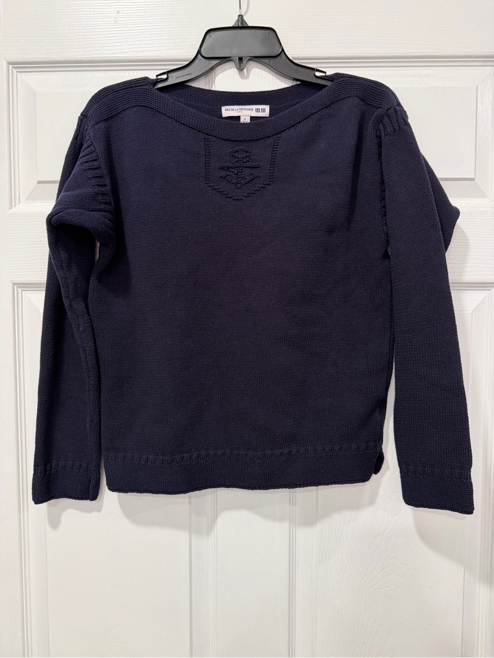 Uniqlo X Ines de la Fressange Collab S Navy Blue Boat Neck Sweater Classic Knit